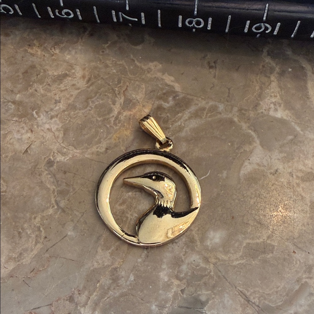 Vintage 1990 Lovell Designs gold plated duck pendant made in Maine